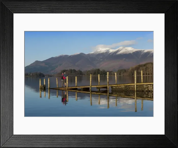Framed Print : Ashness Boat Landing, two walkers enjoy the Skiddaw Range, Derwentwater, Keswick, Lake District National Park, Cumbria, England, United Kingdom, Europe Framed Print : Ashness Boat Landing, two walkers enjoy the Skiddaw Range, Derwentwater, Keswick, Lake District National Park, Cumbria, England, United Kingdom, Europe