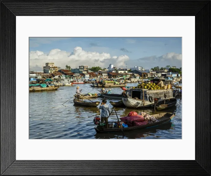 Framed Print : Cai Rang floating market at the Mekong Delta, Can Tho, Vietnam, Indochina, Southeast Asia, Asia