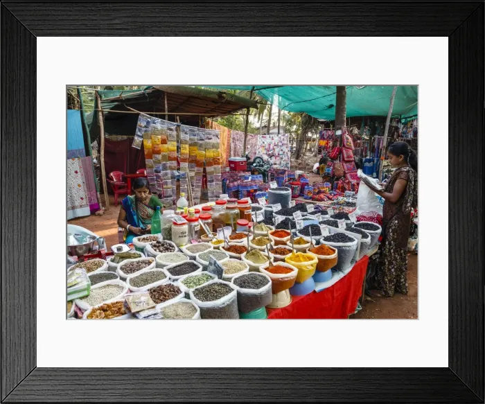 Framed Print : Spice shop at the Wednesday Flea Market in Anjuna, Goa, India, Asia Framed Print : Spice shop at the Wednesday Flea Market in Anjuna, Goa, India, Asia