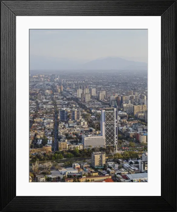 Framed Print : View over Plaza Baquedano and the Telefonica Tower, Cerro San Cristobal, Santiago, Chile, South America Framed Print : View over Plaza Baquedano and the Telefonica Tower, Cerro San Cristobal, Santiago, Chile, South America