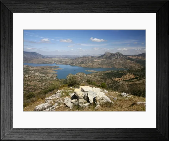 Framed Print : View over the Embalse de Zahara reservoir, Parque Natural Sierra de Grazalema, Andalucia, Spain, Europe Framed Print : View over the Embalse de Zahara reservoir, Parque Natural Sierra de Grazalema, Andalucia, Spain, Europe
