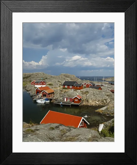 Framed Print : Timber houses, Vaderoarna (The Weather Islands) archipelago, Bohuslan region, west coast, Sweden, Scandinavia, Europe