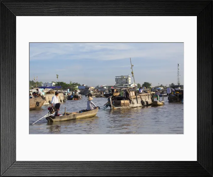 Framed Print : Cai Rang floating market, Can Tho, Mekong Delta, Vietnam, Indochina, Southeast Asia, Asia