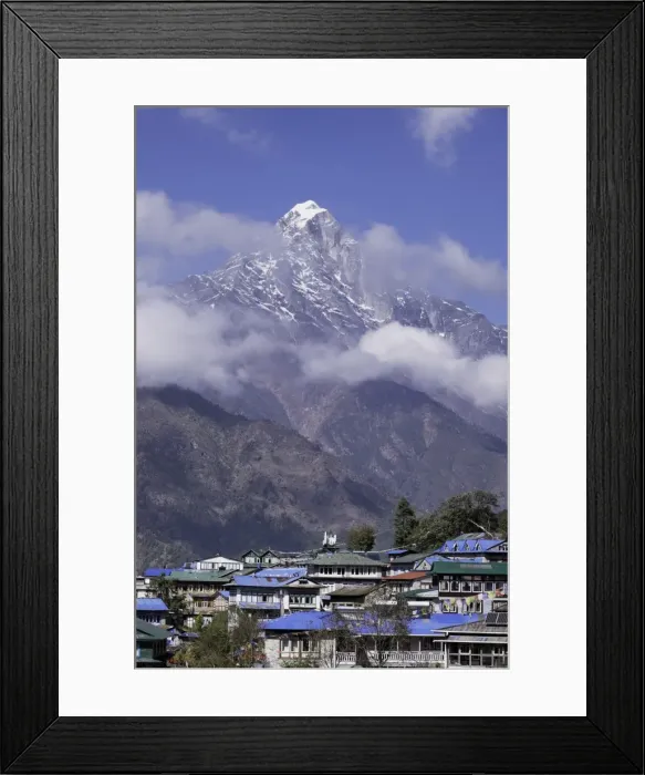 Framed Print : The town of Lukla beneath the Himalayan mountains, Nepal, Asia Framed Print : The town of Lukla beneath the Himalayan mountains, Nepal, Asia