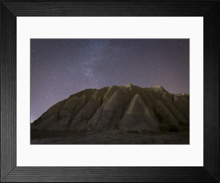 Framed Print : Night time in the Rose Valley showing the rock formations and desert landscape light painted with torches, Cappadocia, Anatolia, Turkey, Asia Minor, Eurasia Framed Print : Night time in the Rose Valley showing the rock formations and desert landscape light painted with torches, Cappadocia, Anatolia, Turkey, Asia Minor, Eurasia