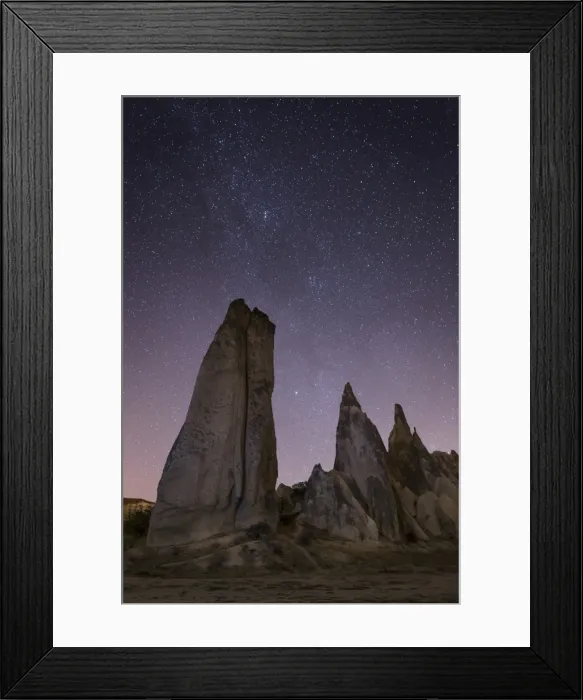 Framed Print : Night time in the Rose Valley showing the unusual rock formations and desert landscape light painted, Cappadocia, Anatolia, Turkey, Asia Minor, Eurasia Framed Print : Night time in the Rose Valley showing the unusual rock formations and desert landscape light painted, Cappadocia, Anatolia, Turkey, Asia Minor, Eurasia
