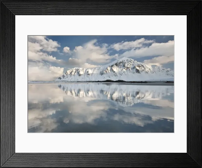 Framed Print : Morning light hits a mountain on the beach of Flakstad, Flakstadoya, Lofoten Islands, Arctic, Norway, Scandinavia, Europe Framed Print : Morning light hits a mountain on the beach of Flakstad, Flakstadoya, Lofoten Islands, Arctic, Norway, Scandinavia, Europe