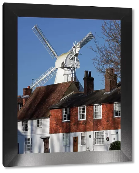 Union Mill and traditional Kent houses, Cranbrook, Kent, England, United Kingdom, Europe