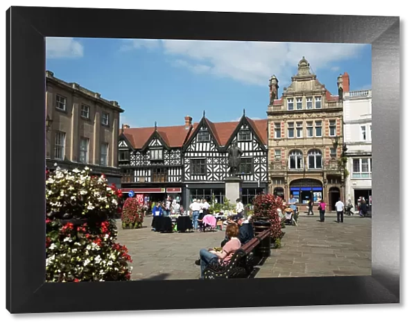 The Square and High Street shops, Shrewsbury, Shropshire, England, United Kingdom, Europe