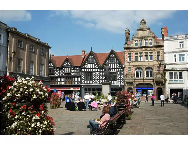 The Square and High Street shops, Shrewsbury, Shropshire, England, United Kingdom, Europe