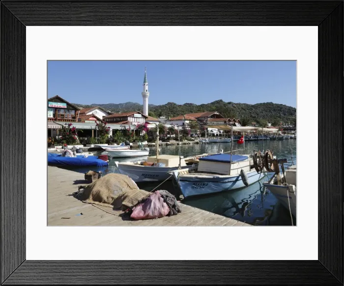 Framed Print : Fishing harbour and restaurants, Ucagiz, near Kas, Lycia, Antalya Province, Mediterranean Coast, Southwest Turkey, Turkey, Asia Minor, Eurasia Framed Print : Fishing harbour and restaurants, Ucagiz, near Kas, Lycia, Antalya Province, Mediterranean Coast, Southwest Turkey, Turkey, Asia Minor, Eurasia