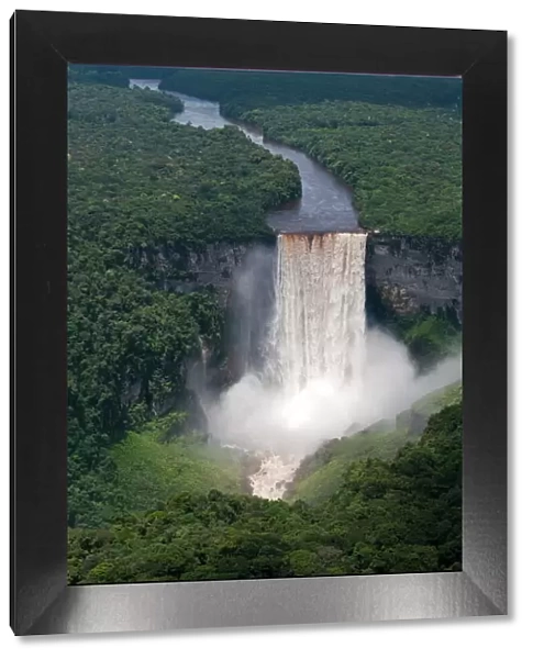 Aerial view of Kaieteur Falls and the Potaro River in full spate, Guyana, South America