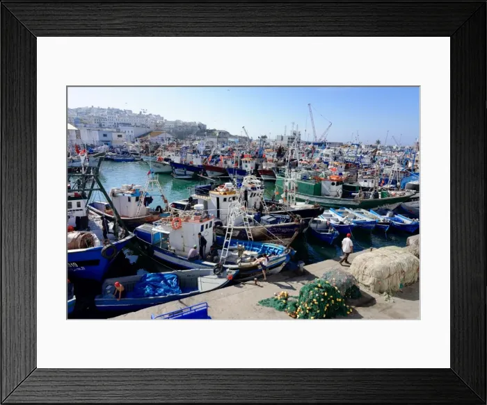 Framed Print : Fishing harbour, Tangier, Morocco, North Africa, Africa