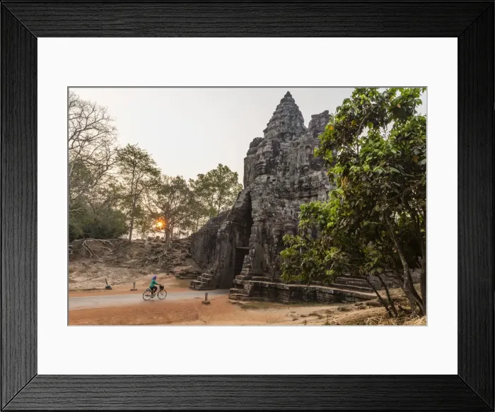 Framed Print : Bicycle going through the South Gate in Angkor Thom at sunrise, Angkor, UNESCO World Heritage Site, Siem Reap Province, Cambodia, Indochina, Southeast Asia, Asia Framed Print : Bicycle going through the South Gate in Angkor Thom at sunrise, Angkor, UNESCO World Heritage Site, Siem Reap Province, Cambodia, Indochina, Southeast Asia, Asia