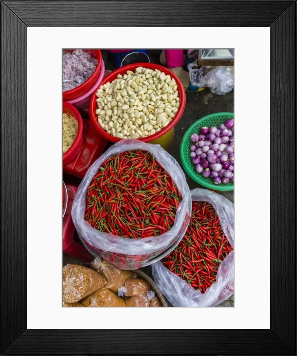 Framed Print : Colorful fresh produce at the local market in Chau Doc, Mekong River Delta, Vietnam, Indochina, Southeast Asia, Asia Framed Print : Colorful fresh produce at the local market in Chau Doc, Mekong River Delta, Vietnam, Indochina, Southeast Asia, Asia