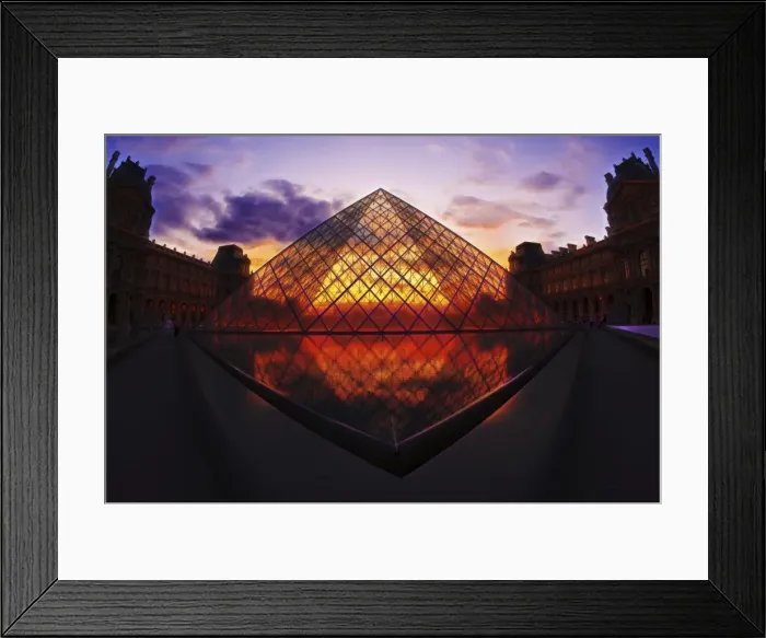 Framed Print : Louvre Pyramide at sunset, Paris, France, Europe Framed Print : Louvre Pyramide at sunset, Paris, France, Europe