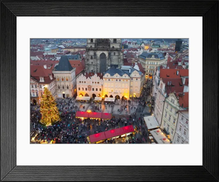 Framed Print : Overview of the Christmas Market and the Church of Our Lady of Tyn on the Old Town Square, UNESCO World Heritage Site, Prague, Czech Republic, Europe Framed Print : Overview of the Christmas Market and the Church of Our Lady of Tyn on the Old Town Square, UNESCO World Heritage Site, Prague, Czech Republic, Europe