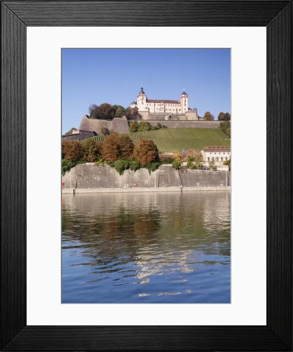 Framed Print : View over the main River to Marienberg Fortress and St. Burkard church in autumn, Wuerzburg, Franconia, Bavaria, Germany, Europe Framed Print : View over the main River to Marienberg Fortress and St. Burkard church in autumn, Wuerzburg, Franconia, Bavaria, Germany, Europe