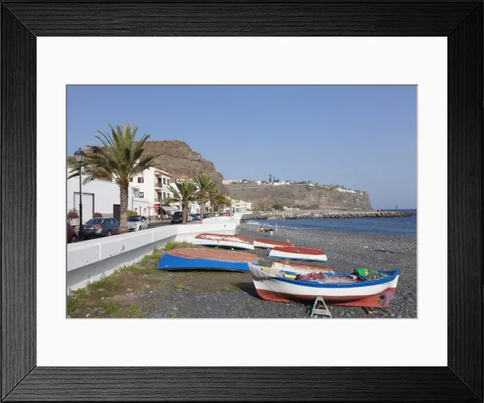 Framed Print : Fishing boats at the beach, Playa de Santiago, La Gomera, Canary Islands, Spain, Atlantic, Europe Framed Print : Fishing boats at the beach, Playa de Santiago, La Gomera, Canary Islands, Spain, Atlantic, Europe
