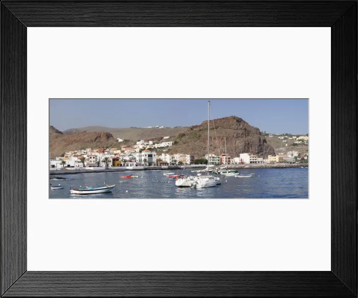 Framed Print : Fishing boats at the harbour, Playa de Santiago, La Gomera, Canary Islands, Spain, Atlantic, Europe Framed Print : Fishing boats at the harbour, Playa de Santiago, La Gomera, Canary Islands, Spain, Atlantic, Europe