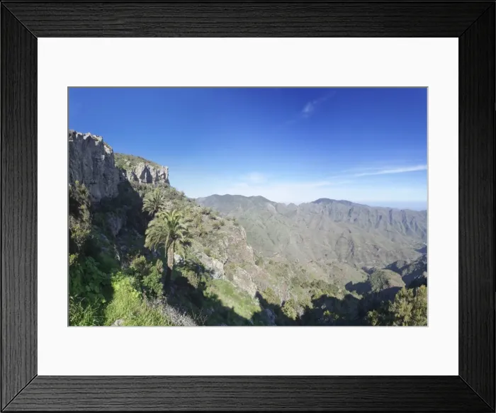 Framed Print : Degollada de Pereza y San Sebastian viewing point, Garajonay Parque National, near San Sebastian, La Gomera, Canary Islands, Spain, Europe Framed Print : Degollada de Pereza y San Sebastian viewing point, Garajonay Parque National, near San Sebastian, La Gomera, Canary Islands, Spain, Europe