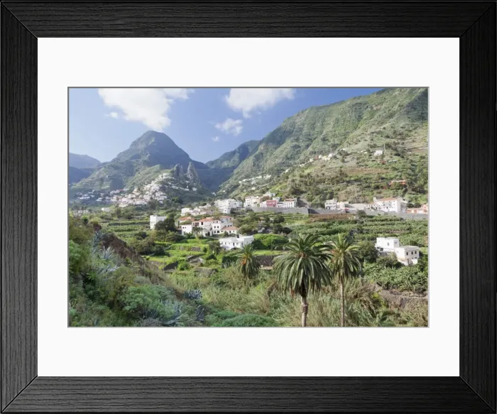 Framed Print : Hermigua, Roques de San Pedro Rock, terraecd fields, La Gomera, Canary Islands, Spain, Europe Framed Print : Hermigua, Roques de San Pedro Rock, terraecd fields, La Gomera, Canary Islands, Spain, Europe