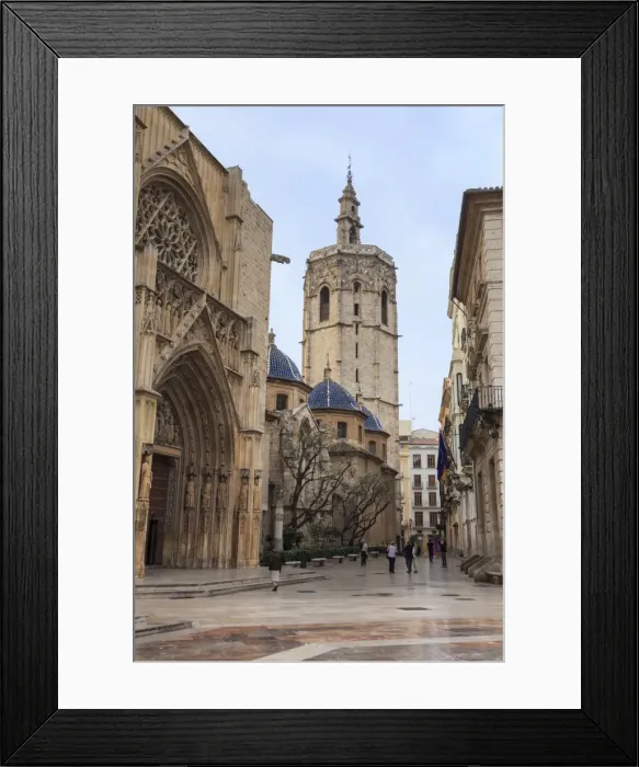 Framed Print : Cathedral and Miguelete bell tower, Plaza de la Virgen, autumn (fall), Valencia, Spain, Europe Framed Print : Cathedral and Miguelete bell tower, Plaza de la Virgen, autumn (fall), Valencia, Spain, Europe