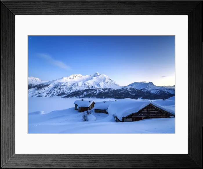 Framed Print : The blue hour leaving its place to the night over some scattered huts in Spluga by the Maloja Pass, Graubunden, Swiss Alps, Switzerland, Europe Framed Print : The blue hour leaving its place to the night over some scattered huts in Spluga by the Maloja Pass, Graubunden, Swiss Alps, Switzerland, Europe