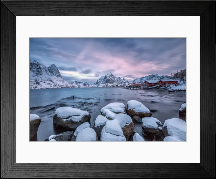 Framed Print : Picturesque sunrise in the Bay of Reine with the typical Norwegian rorbu, once home for the fisherman, now tourist accommodation, Lofoten Islands, Arctic, Norway, Scandinavia, Europe Framed Print : Picturesque sunrise in the Bay of Reine with the typical Norwegian rorbu, once home for the fisherman, now tourist accommodation, Lofoten Islands, Arctic, Norway, Scandinavia, Europe