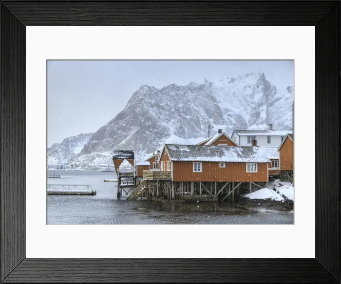 Framed Print : A violent and sudden snowstorm begins to fall in the Bay of Hamnoy famous for Rorbu cottages in the Lofoten Islands, Hamnoy, Lofoten Islands, Arctic, Norway, Scandinavia, Europe Framed Print : A violent and sudden snowstorm begins to fall in the Bay of Hamnoy famous for Rorbu cottages in the Lofoten Islands, Hamnoy, Lofoten Islands, Arctic, Norway, Scandinavia, Europe