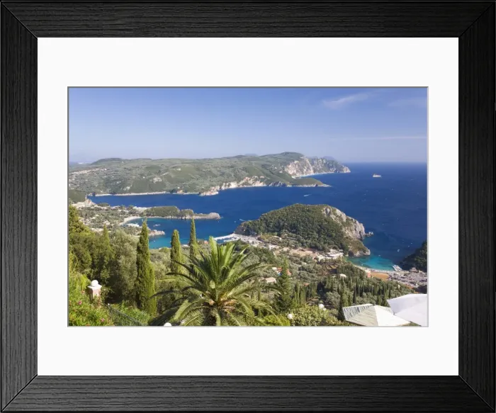 Framed Print : View over Liapades Bay from hilltop viewpoint near Lakones, Paleokastritsa, Corfu, Ionian Islands, Greek Islands, Greece, Europe Framed Print : View over Liapades Bay from hilltop viewpoint near Lakones, Paleokastritsa, Corfu, Ionian Islands, Greek Islands, Greece, Europe