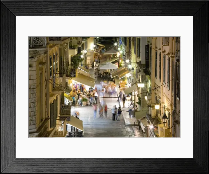 Framed Print : View by night over illuminated Odos Kapodistriou, Corfu Town, Corfu, Ionian Islands, Greek Islands, Greece, Europe Framed Print : View by night over illuminated Odos Kapodistriou, Corfu Town, Corfu, Ionian Islands, Greek Islands, Greece, Europe