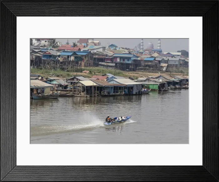 Framed Print : View of life along the Tonle Sap River headed towards Phnom Penh, Cambodia, Indochina Framed Print : View of life along the Tonle Sap River headed towards Phnom Penh, Cambodia, Indochina