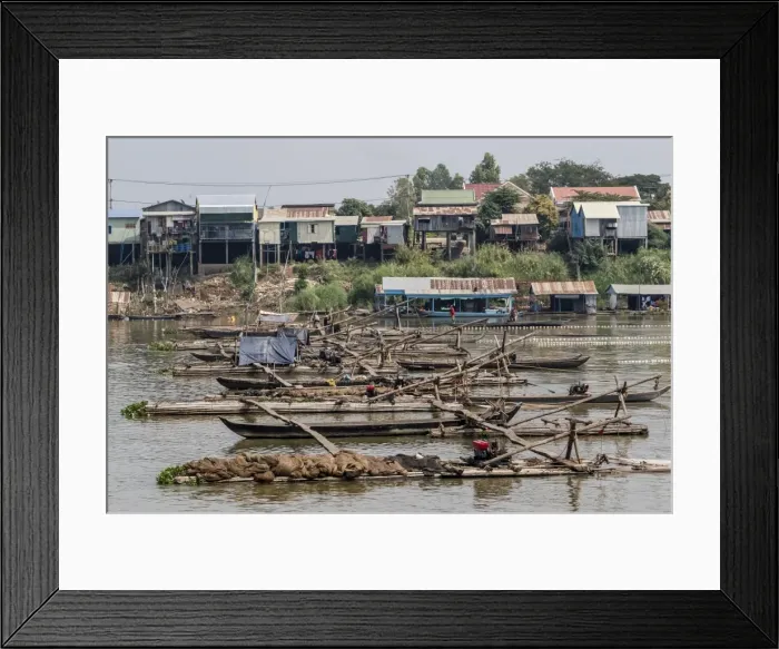 Framed Print : Cham people using a Dai fishing system for trei real fish on the Tonle Sap River Framed Print : Cham people using a Dai fishing system for trei real fish on the Tonle Sap River