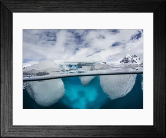 Framed Print : Above and below water view of Danco Island, Errera Channel, Antarctica, Polar Regions Framed Print : Above and below water view of Danco Island, Errera Channel, Antarctica, Polar Regions