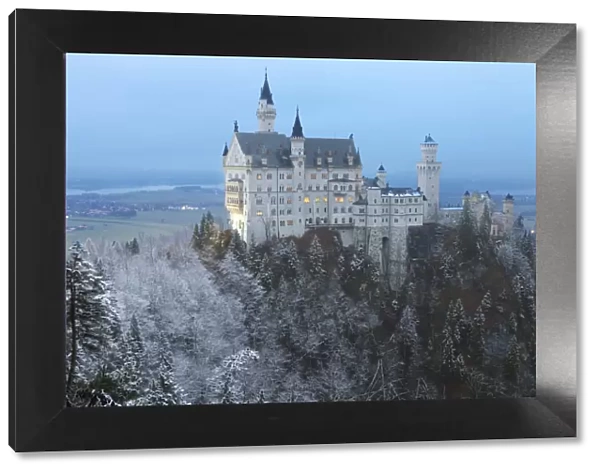 Neuschwanstein Castle in winter, Fussen, Bavaria, Germany, Europe
