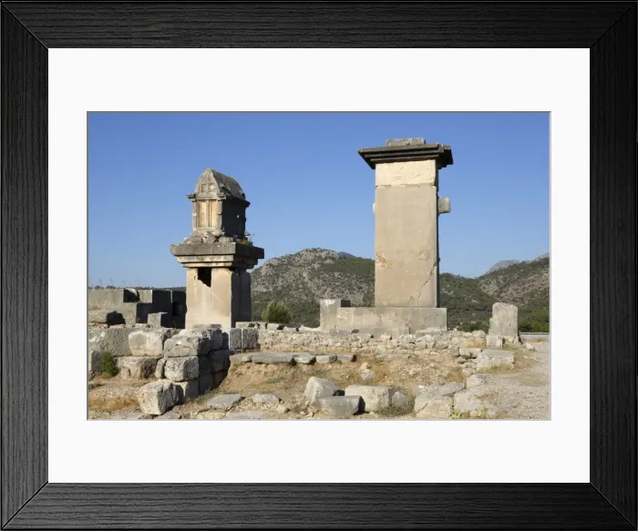 Framed Print : Harpy monument and Lycian tomb, Xanthos, Kalkan, Lycia, Antalya Province, Mediterranean Coast