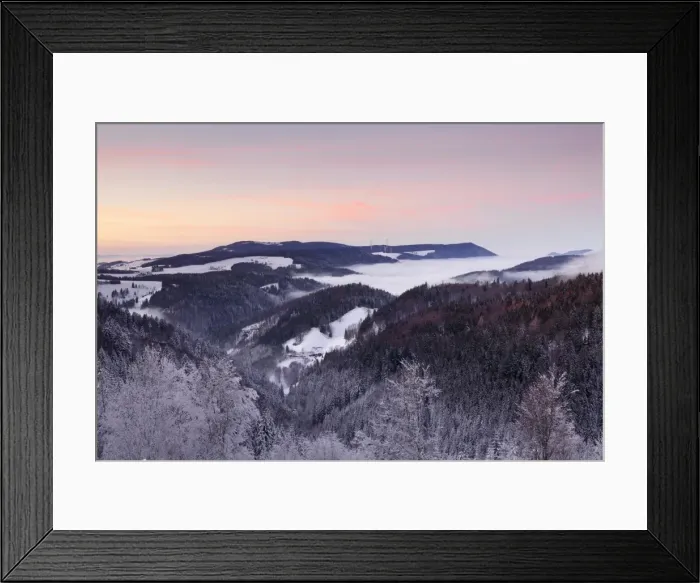 Framed Print : View from Black Forest Highway to Simonswaelder Tal Valley at sunset, Black Forest Framed Print : View from Black Forest Highway to Simonswaelder Tal Valley at sunset, Black Forest