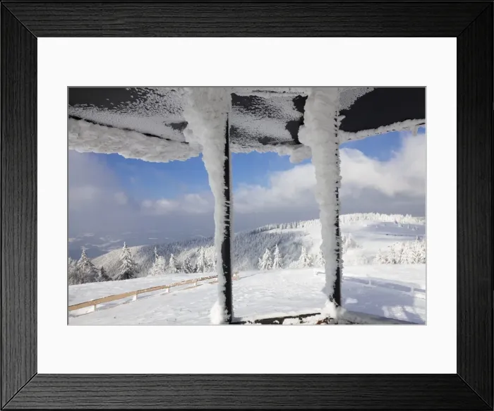 Framed Print : Hut at the peak of Kandel Mountain in winter, Black Forest, Baden-Wurttemberg, Germany Framed Print : Hut at the peak of Kandel Mountain in winter, Black Forest, Baden-Wurttemberg, Germany