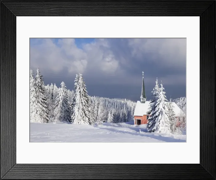 Framed Print : Winter landscape with church, Kandel Mountain, Black Forest, Baden-Wurttemberg, Germany Framed Print : Winter landscape with church, Kandel Mountain, Black Forest, Baden-Wurttemberg, Germany