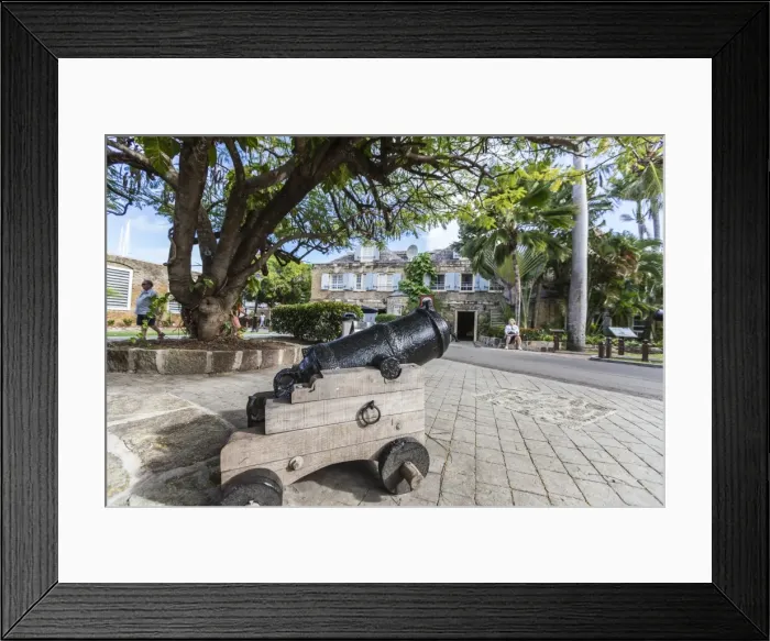 Framed Print : Small cannon in the courtyard in front of James Fort, built by the King of England Framed Print : Small cannon in the courtyard in front of James Fort, built by the King of England