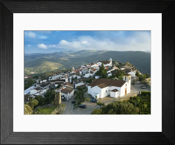Framed Print : The 15th century parish church and medieval town from the 13th century castle with