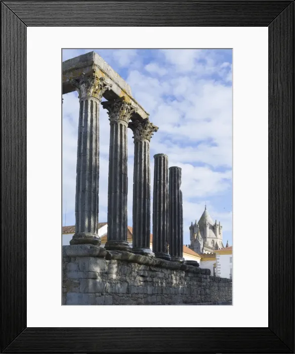 Framed Print : The Roman Temple of Diana and the tower of Evora Cathedral, historic centre, Evora Framed Print : The Roman Temple of Diana and the tower of Evora Cathedral, historic centre, Evora