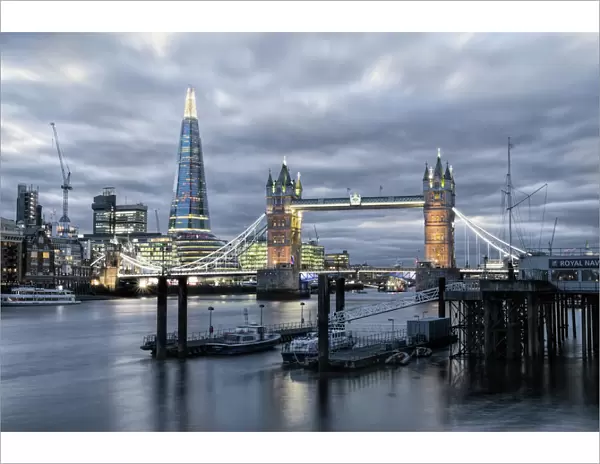 The River Thames, Tower Bridge, City Hall, Bermondsey warehouses and the Shard at