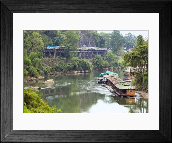 Framed Print : River Kwai train crossing the Wampoo Viaduct on the Death Railway above the River Framed Print : River Kwai train crossing the Wampoo Viaduct on the Death Railway above the River