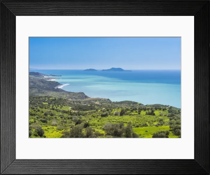 Framed Print : View over the south coast of Crete with its turquoise waters, Crete, Greek Islands Framed Print : View over the south coast of Crete with its turquoise waters, Crete, Greek Islands