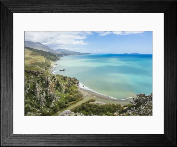 Framed Print : View over Preveli beach, Crete, Greek Islands, Greece, Europe Framed Print : View over Preveli beach, Crete, Greek Islands, Greece, Europe