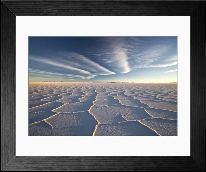 Framed Print : A seemingly endless landscape of pure salt stretches far across Bolivia remote southwest Framed Print : A seemingly endless landscape of pure salt stretches far across Bolivia remote southwest