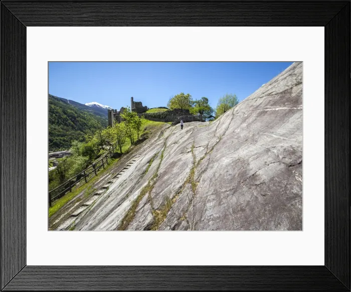 Framed Print : The great Rupe Magna in Grosio, on which ancient peoples have left their testimony Framed Print : The great Rupe Magna in Grosio, on which ancient peoples have left their testimony