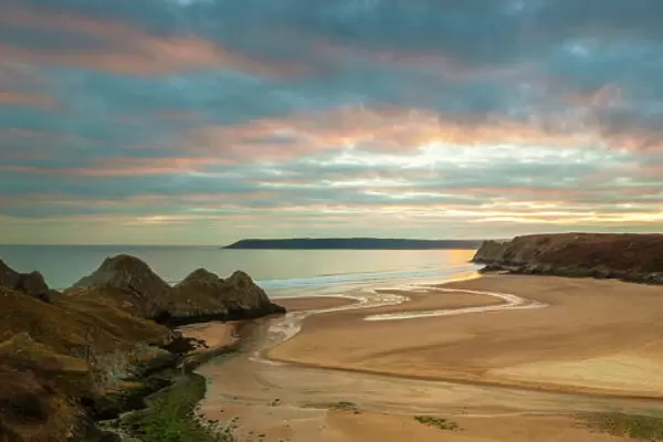 Three Cliffs Bay, Gower, Peninsula, Swansea, West Glamorgan, Wales, United Kingdom